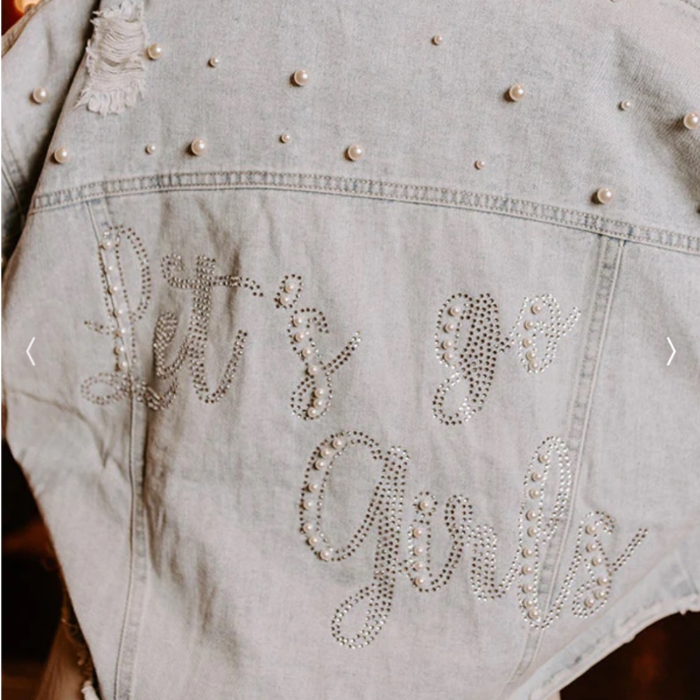 LET'S GO GIRLS EMBELLISHED DENIM JACKET